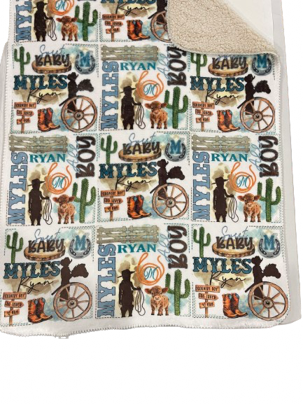 Custom Personalized Sublimated Baby Blanket BOY