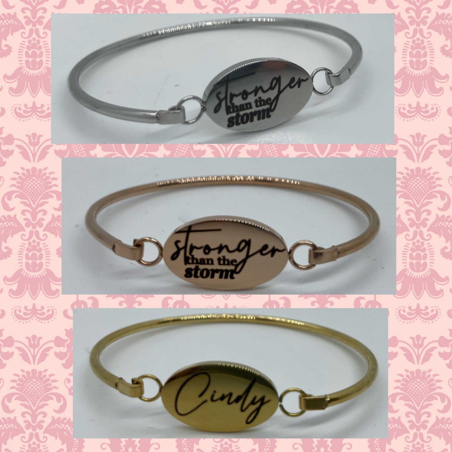 Engraved oval bracelet