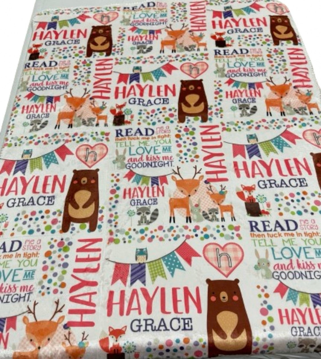 Custom Personalized Sublimated Baby Blanket GIRL