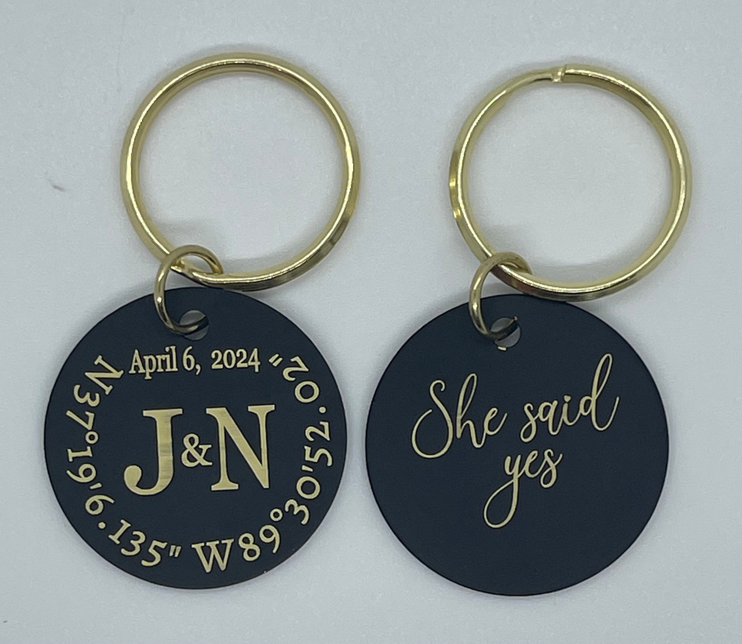 Custom Engraved Black Brass Keychain