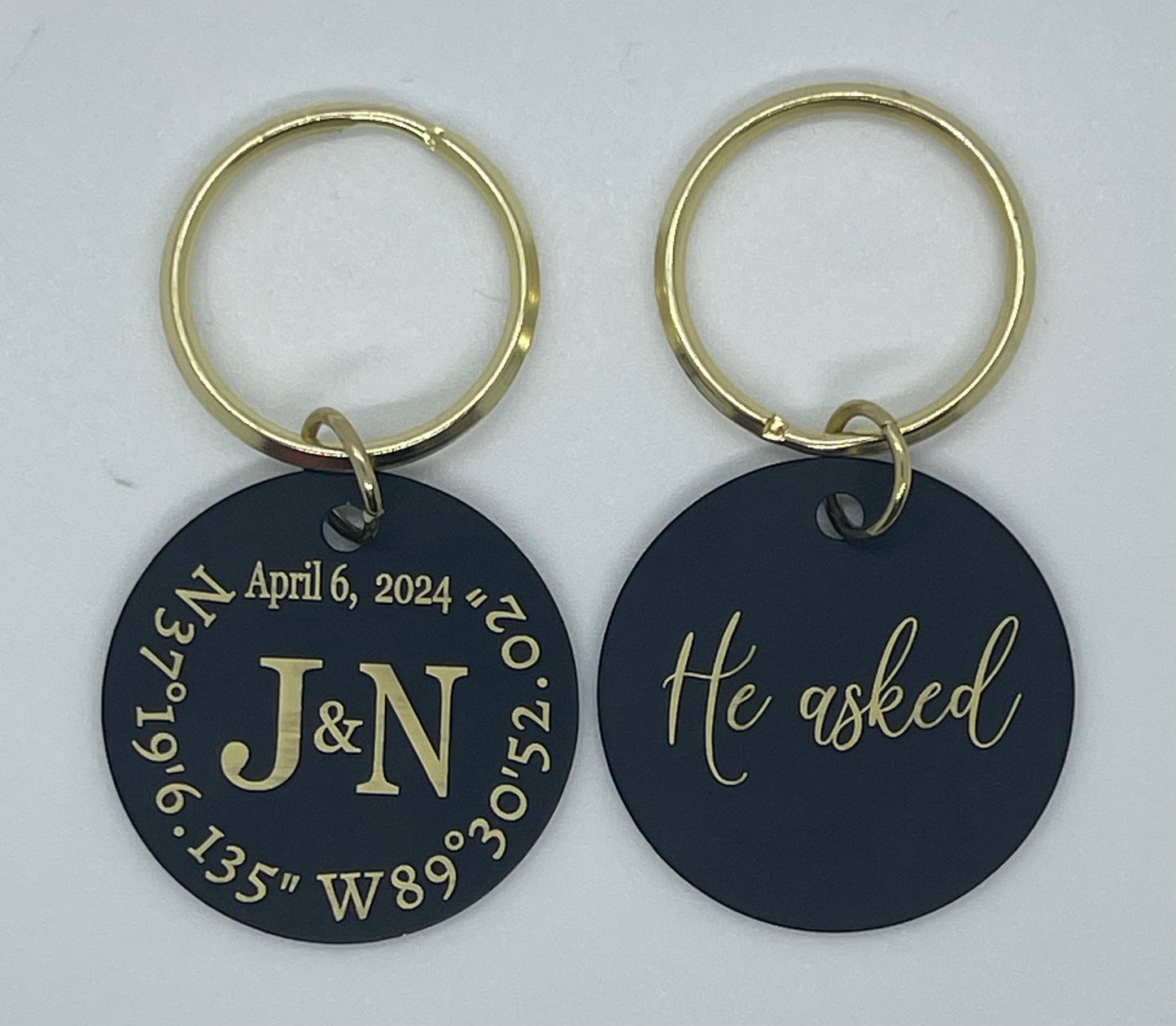 Custom Engraved Black Brass Keychain